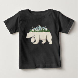 T-shirt Pour Bébé Art de l'ours polaire de la forêt de montagne du n