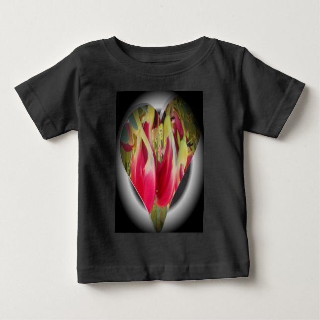 T-shirt Pour Bébé Art du coeur floral (Devant)