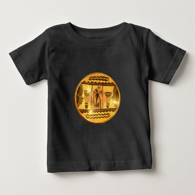 T-shirt Pour Bébé Art Ethnique Africain d'or Imprimer (Devant)