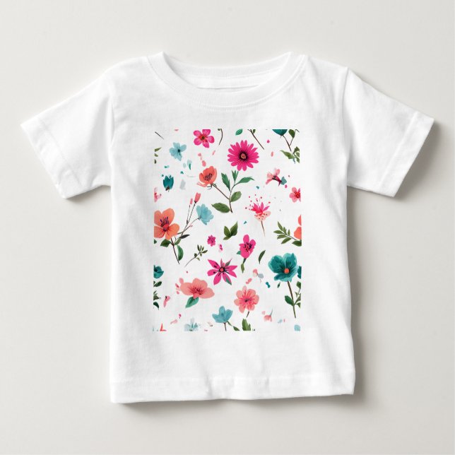 T-shirt Pour Bébé Art floral dynamique (Devant)