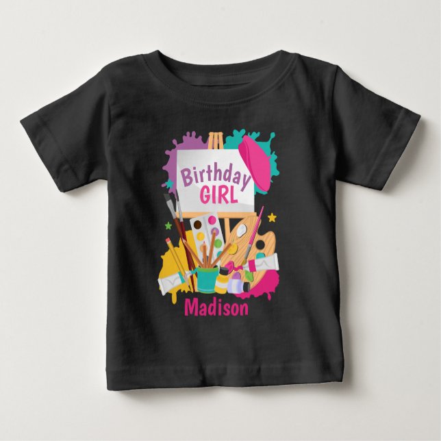 T-shirt Pour Bébé Art Party Anniversaire chemise Peinture Anniversai (Devant)