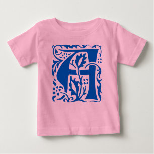 T-shirt Pour Bébé Artistes vintages Blue William Morris Monogramme