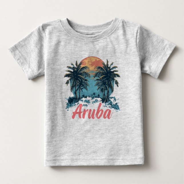 T-shirt Pour Bébé Aruba Island Design (Version 2) - Baby Fine Jersey (Devant)