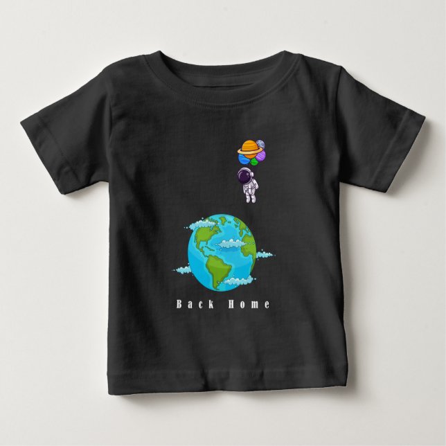 T-shirt Pour Bébé astronaute avec ballons terre d'atterrissage (Devant)