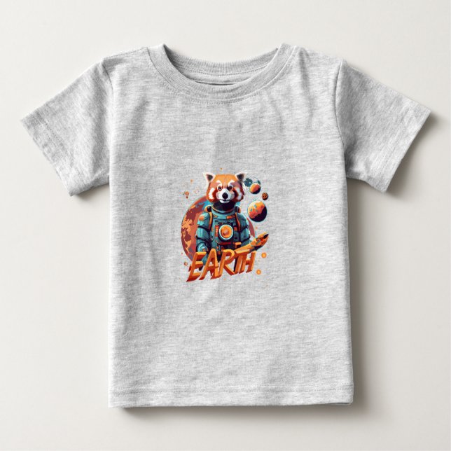 T-shirt Pour Bébé astronaute de panda rouge (Devant)