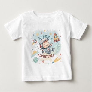 T-shirt Pour Bébé Astronaute Étoiles Fusée Planète Garçon 1er Annive