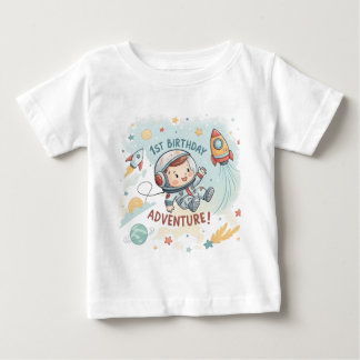 T-shirt Pour Bébé Astronaute Étoiles Fusée Planète Garçon 1er Annive