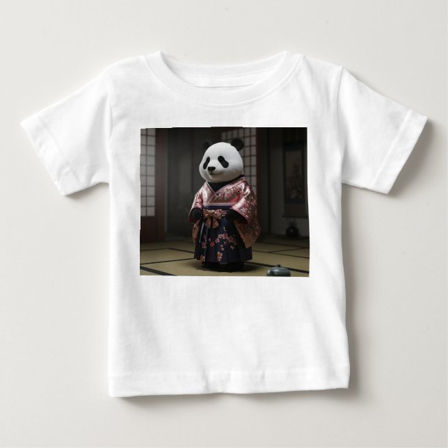T-shirt Pour Bébé Astronaute Panda Kawaii Mangeant un Bao en Apesant (Devant)