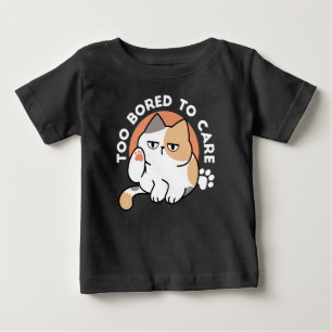 T-shirt Pour Bébé Attitude de Chat Paresseux – Trop Ennuyé pour S'en