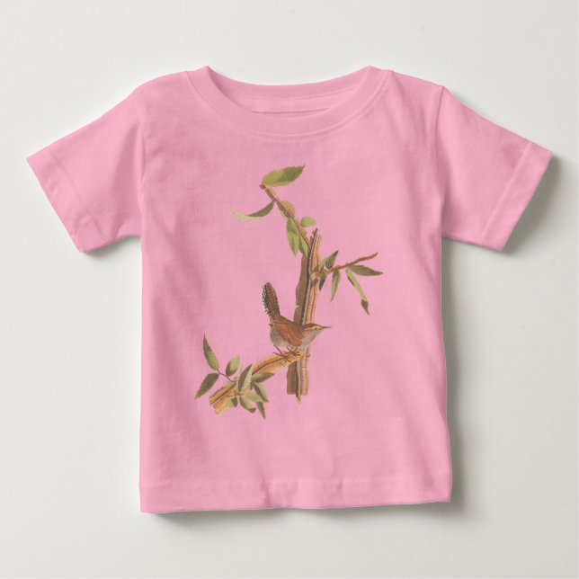 T-shirt Pour Bébé Audubon Bewick's Wren Bird sur Brown Ironwood Tree (Devant)