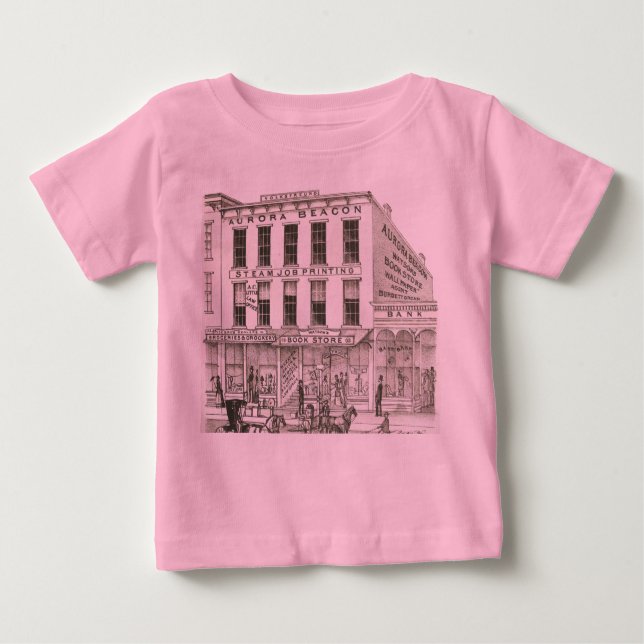 T-shirt Pour Bébé Aurora Illinois Aurora Beacon News 1871 Stone Lith (Devant)