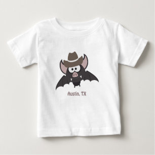 T-shirt Pour Bébé Austin Texas Cute Cartoon Cowboy Bat