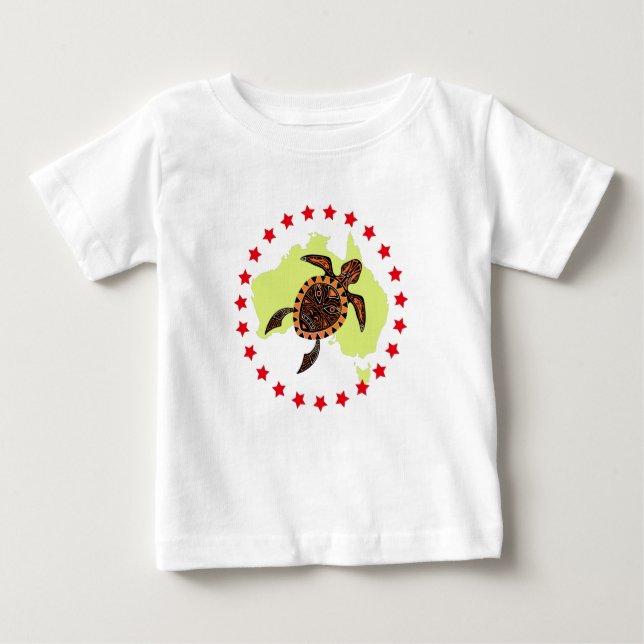 T-shirt Pour Bébé Australie Et Tortue De Mer En Cercle D'Étoiles (Devant)
