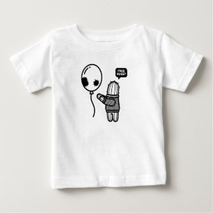 T-shirt Pour Bébé Autocollant de ballon embrassant un cactus minimal