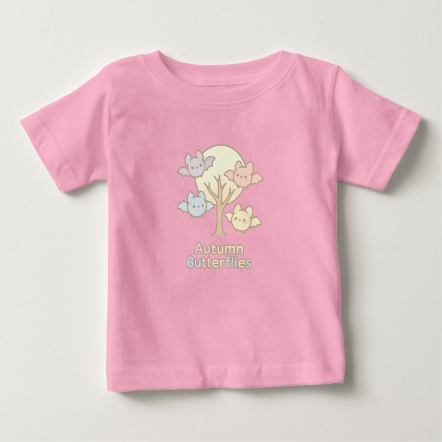 T-shirt Pour Bébé Autumn Butterflies – Pastel Bat Whimsy for Fall (Devant)