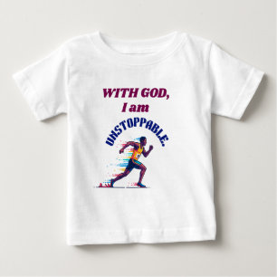T-shirt Pour Bébé Avec Dieu, je suis invincible