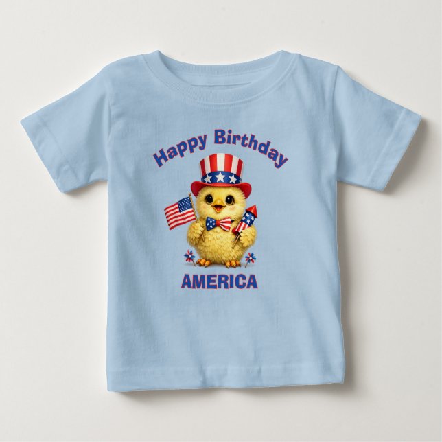 T-Shirt pour bébé avec poussin (4c) et thème patri (Devant)