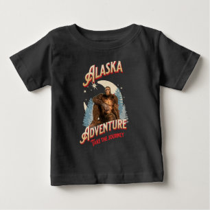 T-shirt Pour Bébé Aventure Bigfoot en Alaska Art Rétro de la Nature 