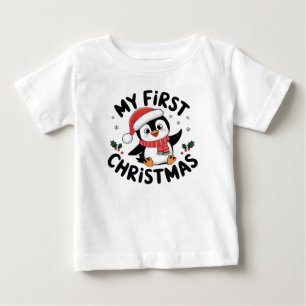 T-shirt Pour Bébé Aventure de pingouin de Noël d'hiver dans une merv