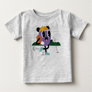 T-shirt Pour Bébé “Aventure de ski mignonne – Personnage de dessin a
