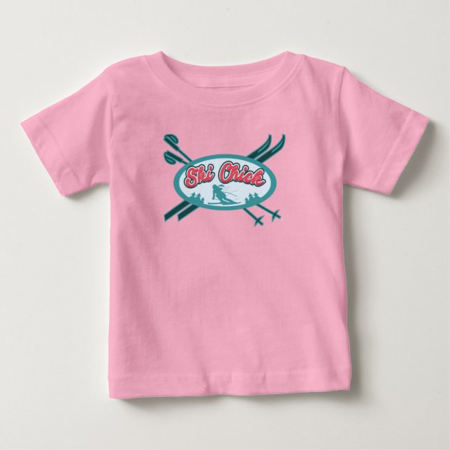 T-shirt Pour Bébé Aventure neigeuse pour fille de ski (Devant)