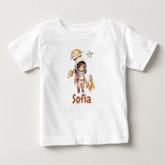 T-shirt Pour Bébé Aventure spatiale personnalisée d'astronaute migno