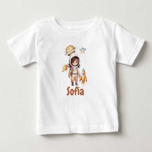 T-shirt Pour Bébé Aventure spatiale personnalisée d'astronaute migno (Devant)