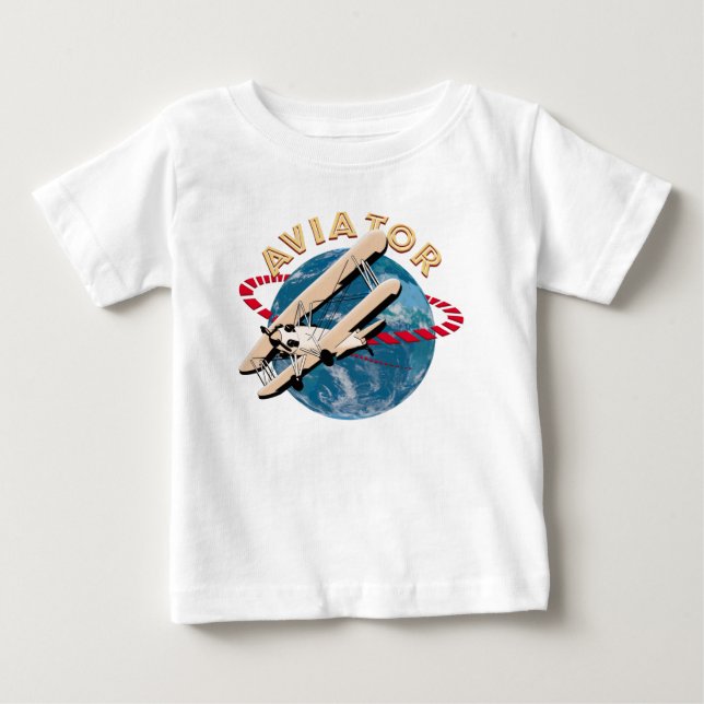 T-shirt Pour Bébé Aviateur voyageant dans le monde (Devant)