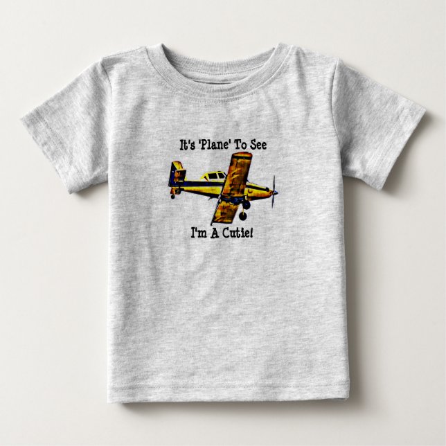 T-shirt Pour Bébé Avion Cute Baby Shirt Pun Art (Devant)