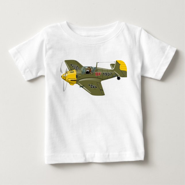 T-shirt Pour Bébé Avion de chasseur rétro-dessiné (Devant)
