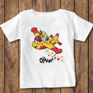 T-shirt Pour Bébé Avion de pompier de dessin animé fantaisiste