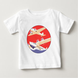 T-shirt Pour Bébé Avion en vol vintage WPA coloré