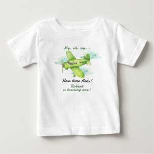 T-shirt Pour Bébé Avion Oh Mon Temps Vol Voyage Premier Anniversaire