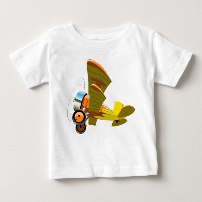 T-shirt Pour Bébé Avion rétro de dessin (Devant)