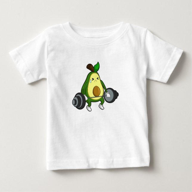 T-shirt Pour Bébé Avocado à Fitness avec Barbell (Devant)