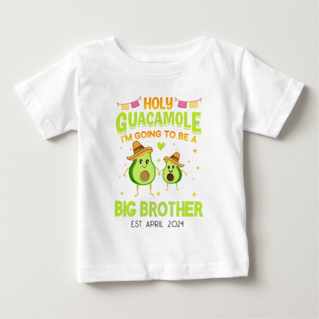 T-shirt Pour Bébé Avocado personnalisé Big Brother Faire-part (Devant)