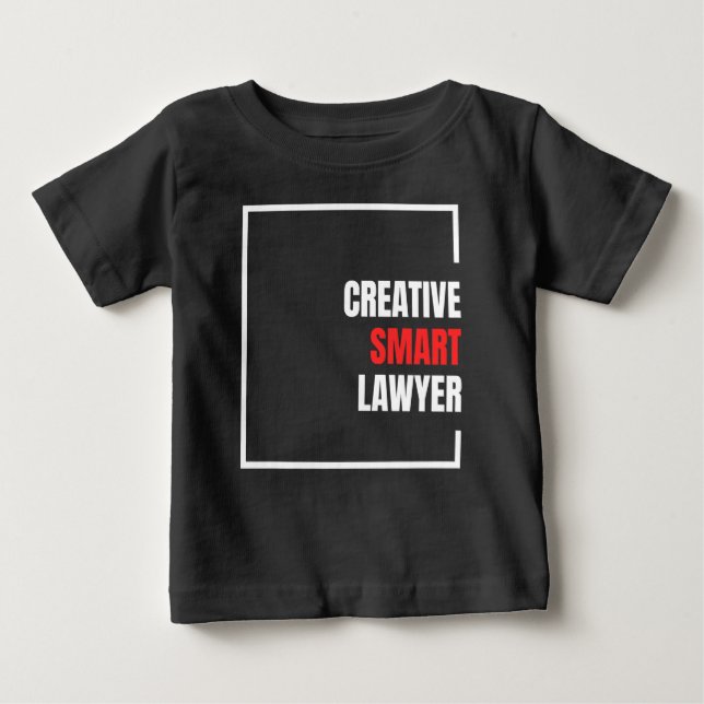 T-shirt Pour Bébé avocat intelligent créatif texte blanc et rouge (Devant)