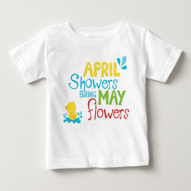 T-shirt Pour Bébé Avril Douche Apporter mai Fleurs (Devant)