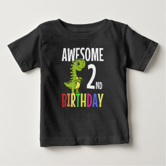 T-shirt Pour Bébé Awesome 2e anniversaire : Dinosaur Kids Funny Cade
