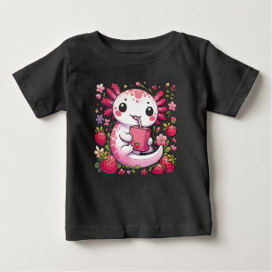 T-shirt Pour Bébé Axolotl Boire du lait de fraise japonais