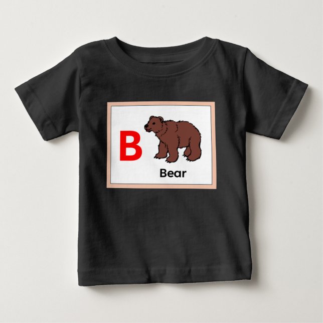 T-shirt Pour Bébé B est pour Ours (Devant)