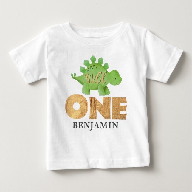 T-shirt Pour Bébé Bab d'anniversaire de premier dinosaure de SAUVAGE (Devant)