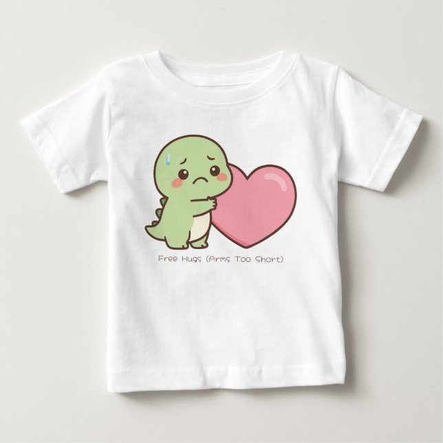 T-shirt Pour Bébé Baby Bodysuit - Cute Sad Dinosaur with Short Arms  (Devant)