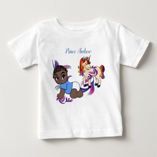 T-shirt Pour Bébé Baby Boy Bubbles & Unicorns (Devant)