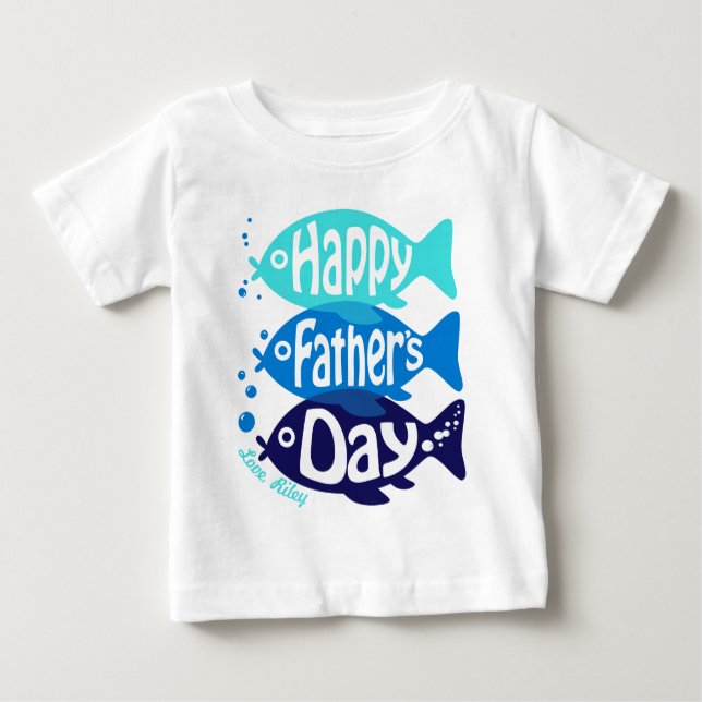 T-shirt Pour Bébé Baby Boy Fête des pères Romper avec poisson (Devant)