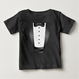 T-shirt Pour Bébé baby Boy First Birthday Bow Cravate Black Tuxedo