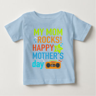 T-shirt Pour Bébé Baby Boy First Mother's Day Shirt Ma mère Rocks