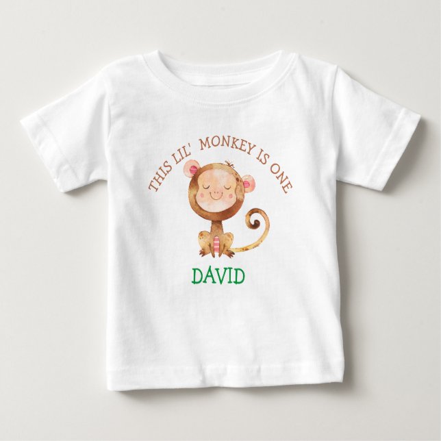T-shirt Pour Bébé Baby Boy Monkey Premier Anniversaire Petit Singe (Devant)
