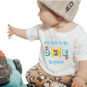 T-shirt Pour Bébé Baby Boy Name One Dinosaur Cute