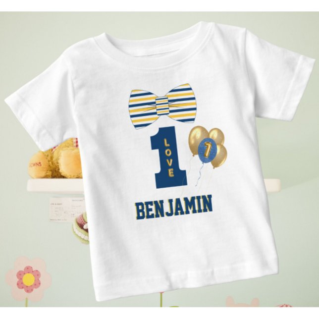 T-shirt Pour Bébé Baby Boy Name One Love Bow Cravate Bleu (Créateur téléchargé)